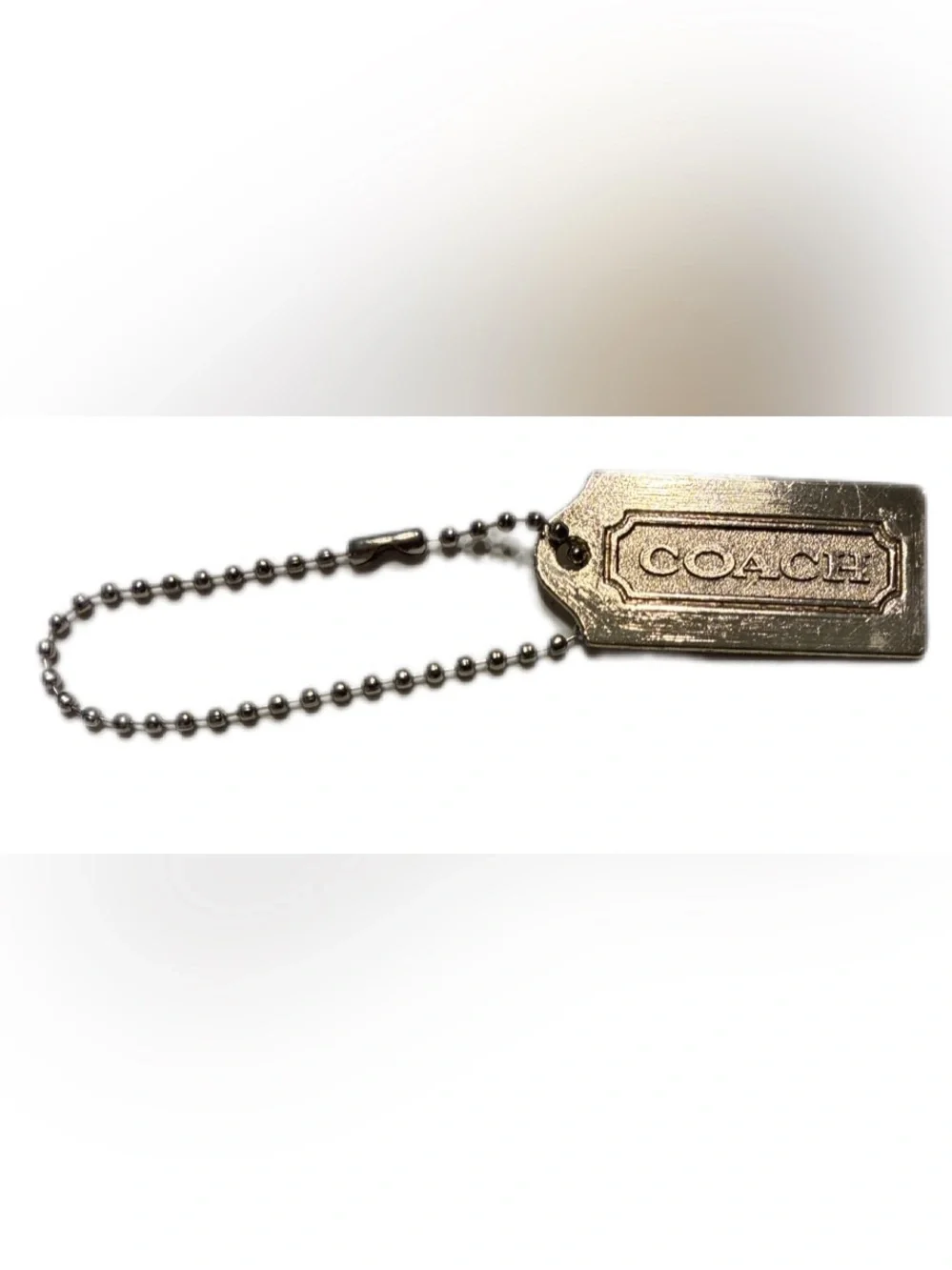 Vintage Coach Hangtag Silver Tone Metal Ball Chain hang Tag  Rare